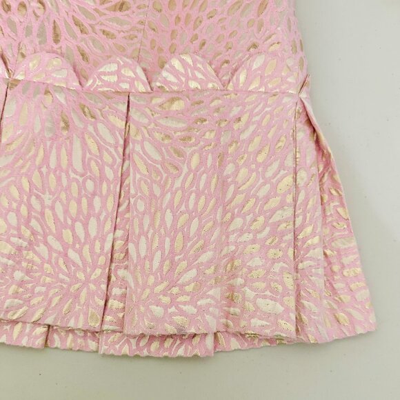 LILLY PULITZER ABREE PEPLUM DRESS  METALLIC PROSECCO PINK LAGOON JACQUARD - Picture 5 of 9